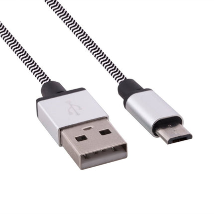 1m Woven Style Micro USB to USB 2.0 Data / Charger Cable, For Samsung, HTC, Sony, Lenovo, Huawei, and other Smartphones(Silver)-garmade.com