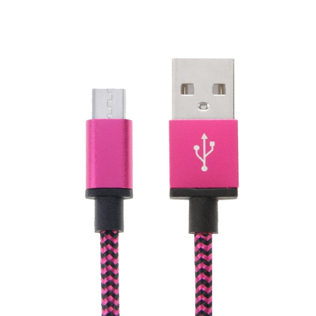 2m Woven Style Micro USB to USB 2.0 Data / Charger Cable(Magenta)-garmade.com