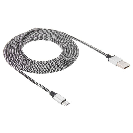 2m Woven Style Micro USB to USB 2.0 Data / Charger Cable(Silver)-garmade.com
