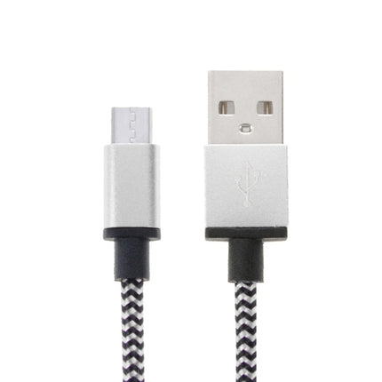 2m Woven Style Micro USB to USB 2.0 Data / Charger Cable(Silver)-garmade.com