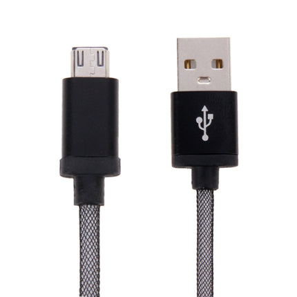 25cm Net Style Metal Head Micro USB to USB 2.0 Data / Charger Cable(Black)-garmade.com