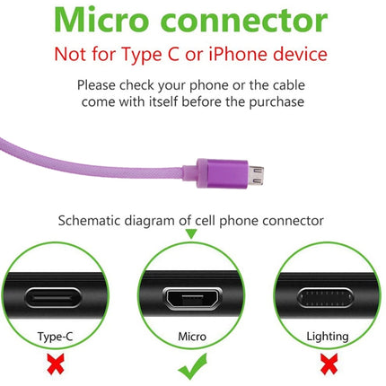 25cm Net Style Metal Head Micro USB to USB 2.0 Data / Charger Cable(Black)-garmade.com
