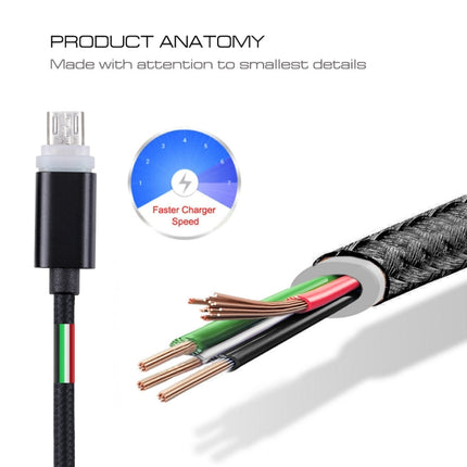 1m Woven Style Micro USB to USB 2.0 Data Sync Cable with LED Indicator Light(Black)-garmade.com