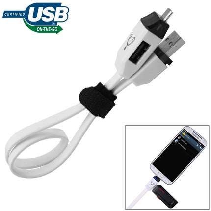 OTG-Y-01 USB 2.0 Male to Micro USB Male + USB Female OTG Charging Data Cable for Android Phones / Tablets with OTG Function, Length: 30cm(White)-garmade.com