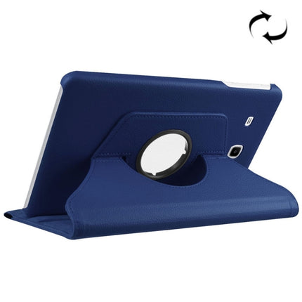 Litchi Texture Horizontal Flip Solid Color Leather Case with 360 Degrees Rotation Holder for Galaxy Tab E 9.6 / T560 / T561(Dark Blue)-garmade.com