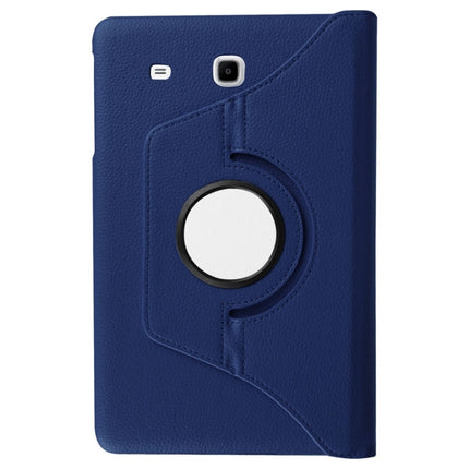 Litchi Texture Horizontal Flip Solid Color Leather Case with 360 Degrees Rotation Holder for Galaxy Tab E 9.6 / T560 / T561(Dark Blue)-garmade.com
