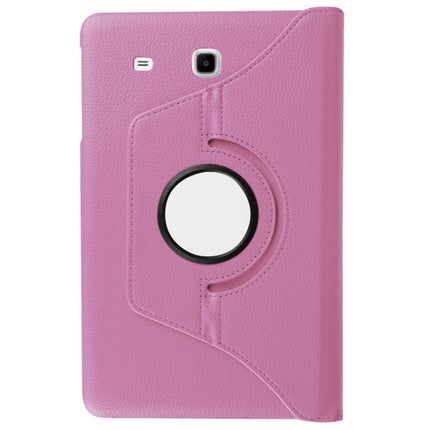Litchi Texture Horizontal Flip Solid Color Leather Case with 360 Degrees Rotation Holder for Galaxy Tab E 9.6 / T560 / T561(Pink)-garmade.com