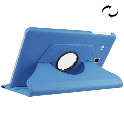Litchi Texture Horizontal Flip Solid Color Leather Case with 360 Degrees Rotation Holder for Galaxy Tab E 9.6 / T560 / T561(Blue)-garmade.com