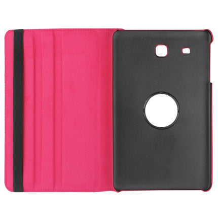 Litchi Texture Horizontal Flip Solid Color Leather Case with 360 Degrees Rotation Holder for Galaxy Tab E 9.6 / T560 / T561(Magenta)-garmade.com