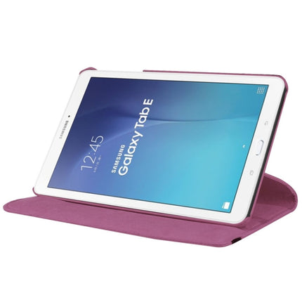 Litchi Texture Horizontal Flip Solid Color Leather Case with 360 Degrees Rotation Holder for Galaxy Tab E 9.6 / T560 / T561(Purple)-garmade.com