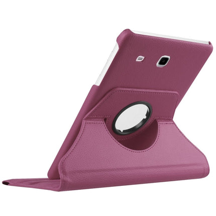 Litchi Texture Horizontal Flip Solid Color Leather Case with 360 Degrees Rotation Holder for Galaxy Tab E 9.6 / T560 / T561(Purple)-garmade.com