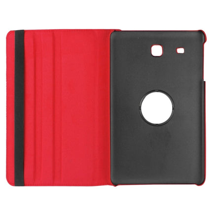 Litchi Texture Horizontal Flip Solid Color Leather Case with 360 Degrees Rotation Holder for Galaxy Tab E 9.6 / T560 / T561(Red)-garmade.com