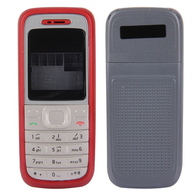 Full Housing Cover (Front Cover + Middle Frame Bezel + Battery Back Cover) for Nokia 1200 / 1208 / 1209(Red)-garmade.com