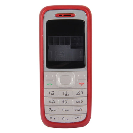 Full Housing Cover (Front Cover + Middle Frame Bezel + Battery Back Cover) for Nokia 1200 / 1208 / 1209(Red)-garmade.com