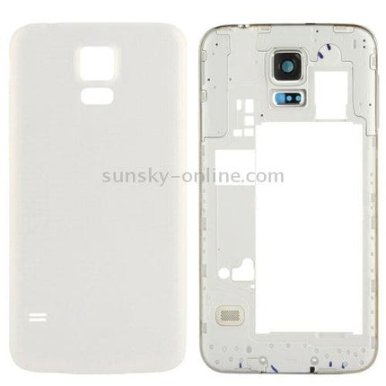 OEM Version LCD Middle Board (Dual Card Version) with Button Cable & Back Cover for Samsung Galaxy S5 / G900 White-garmade.com