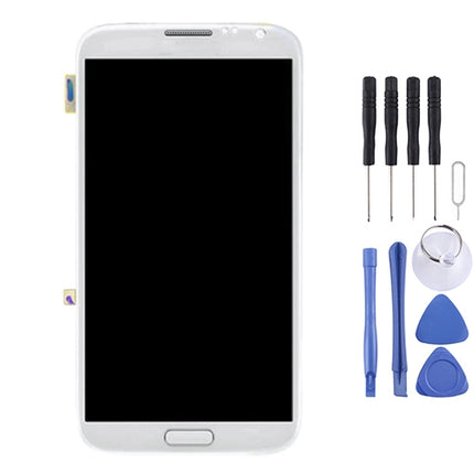 Original LCD Display + Touch Panel with Frame for Galaxy Note II / N7100(White)-garmade.com