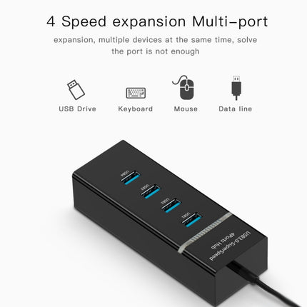 4 Ports USB 3.0 Hub Splitter with LED, Super Speed 5Gbps, BYL-P104(Black)-garmade.com