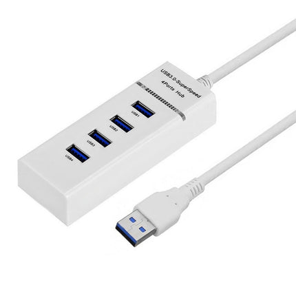 4 Ports USB 3.0 Hub Splitter with LED, Super Speed 5Gbps, BYL-P104(White)-garmade.com