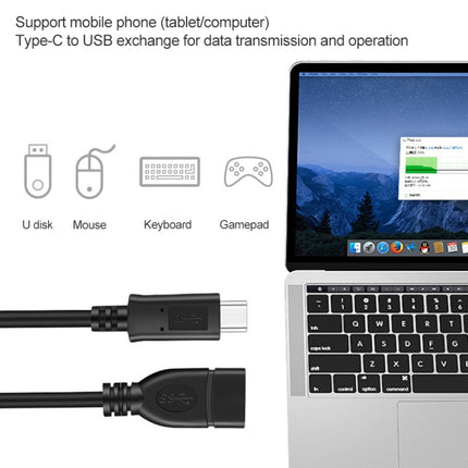20cm USB 3.1 Type C Male to USB 3.0 Type A Female OTG Data Cable, For Nokia N1 / Macbook 12(Black)-garmade.com