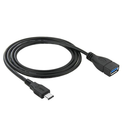 1m USB 3.1 Type C Male to USB 3.0 Type A Female OTG Data Cable, For Nokia N1 / Macbook 12(Black)-garmade.com