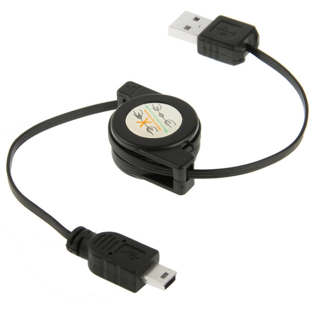 USB 1.1 to Mini 5 Pin USB Retractable Data & Charger Cable for Motorola V3 / Mobile Phone / MP3 / MP4 / Digital Camera / GPS, Length: 10cm (Can be Extended to 80cm), Black(Black)-garmade.com