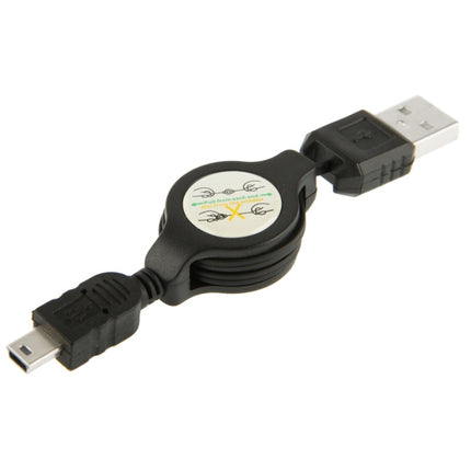 USB 2.0 to Mini 5 Pin USB Retractable Data & Charger Cable for Motorola V3 / Mobile Phone / MP3 / MP4 / Digital Camera / GPS, Length: 10cm (Can be Extended to 80cm), Black(Black)-garmade.com