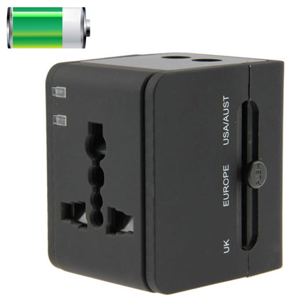 International 2.1A 2-USB EU / AU / UK / US Plug Travel Universal Adaptor(Black)-garmade.com