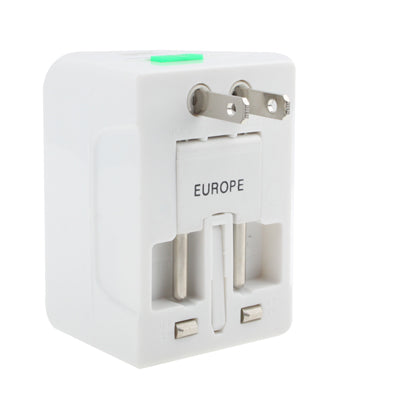 Universal US / EU / AU / UK Travel AC Power Adaptor Plug with USB Charger Socket(White)-garmade.com