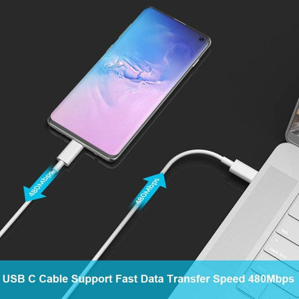 2m USB-C / Type-C 3.1 Male Connector to Male Extension Data Cable(White)-garmade.com