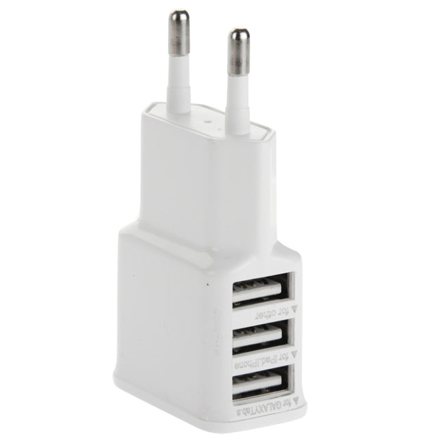 5V 2A EU Plug 3 USB Charger Adapter, For iPhone, Galaxy, Huawei, Xiaomi, LG, HTC and Other Smart Phones(White)-garmade.com