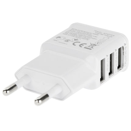 5V 2A EU Plug 3 USB Charger Adapter, For iPhone, Galaxy, Huawei, Xiaomi, LG, HTC and Other Smart Phones(White)-garmade.com