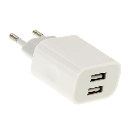 2-Ports 5V 2.1A EU Plug USB Charger, For iPad, iPhone, Galaxy, Huawei, Xiaomi, LG, HTC and Other Smart Phones, Rechargeable Devices(White)-garmade.com