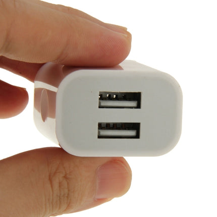 2-Ports 5V 2.1A EU Plug USB Charger, For iPad, iPhone, Galaxy, Huawei, Xiaomi, LG, HTC and Other Smart Phones, Rechargeable Devices(White)-garmade.com