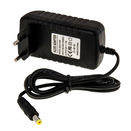 EU Plug AC 100-240V to DC 24V 1.5A Power Adapter, Tips: 5.5 x 2.1mm, Cable Length: about 1.2m(Black)-garmade.com