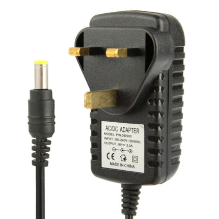 High Quality UK Plug AC 100-240V to DC 9V 2A Power Adapter, Tips: 5.5 x 2.1mm, Cable Length: 1m-garmade.com