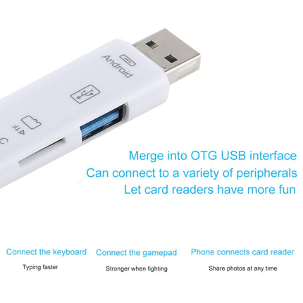 D-188 3 in 1 TF & USB to Micro USB & Type-C Card Reader OTG Adapter Connector(White)-garmade.com