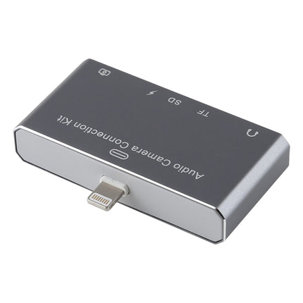 D-198 5 in 1 8 Pin to USB HUB +USB-C / Type-C + 3.5mm Earphone + SD + TF Card Reader for MacBook, PC, Laptop, Smart Phones-garmade.com
