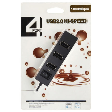 4 Ports USB HUB 2.0 USB Splitter Adapter with Switch(Black)-garmade.com