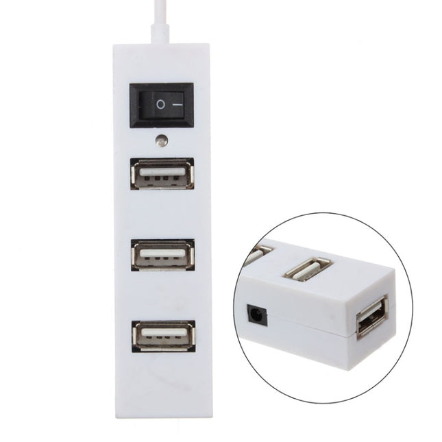4 Ports USB HUB 2.0 USB Splitter Adapter with Switch(White)-garmade.com