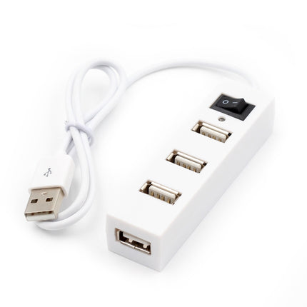 4 Ports USB HUB 2.0 USB Splitter Adapter with Switch(White)-garmade.com