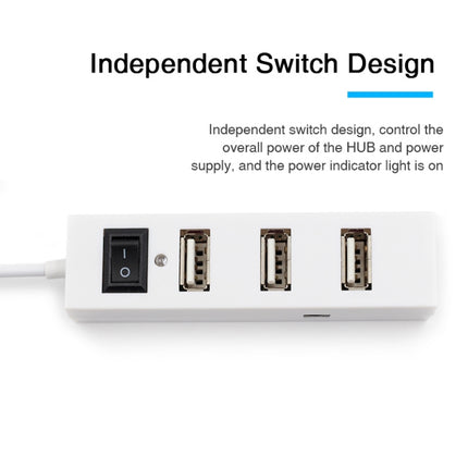 4 Ports USB HUB 2.0 USB Splitter Adapter with Switch(White)-garmade.com