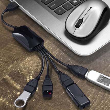 Universal 4 Ports USB 2.0 480Mbps High Speed Cable Hub for PC(Black)-garmade.com
