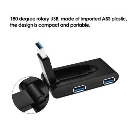 180 Degree Rotating USB 3.0 USB Hub Folding USB 4 Ports Splitter(Black)-garmade.com