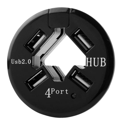 4 Ports USB HUB 2.0 USB Splitter Adapter with Anti Dust Cup(Black)-garmade.com