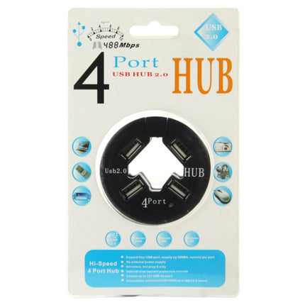 4 Ports USB HUB 2.0 USB Splitter Adapter with Anti Dust Cup(Black)-garmade.com