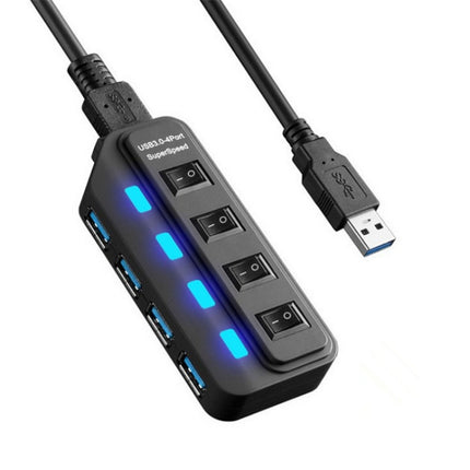 4 Port USB 3.0 Hub with Individual Switches for each Data Transfer Ports(Black)-garmade.com