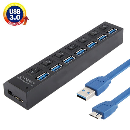 7 Ports USB 3.0 HUB, Super Speed 5Gbps, Plug and Play, Support 1TB(Black)-garmade.com