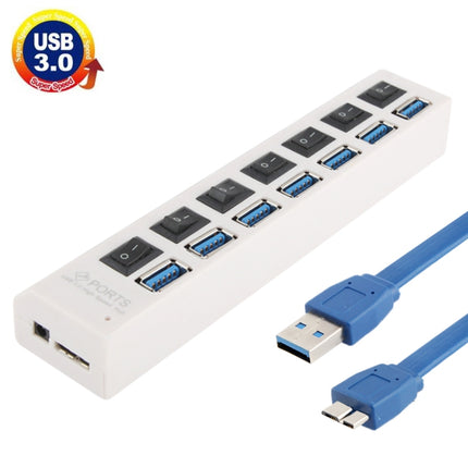 7 Ports USB 3.0 HUB, Super Speed 5Gbps, Plug and Play, Support 1TB(White)-garmade.com