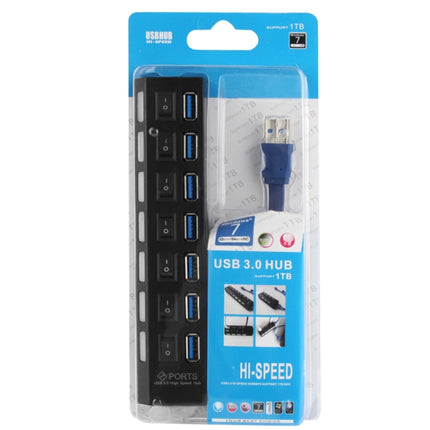 7 Ports USB 3.0 HUB, Super Speed 5Gbps, Plug and Play, Support 1TB(Black)-garmade.com