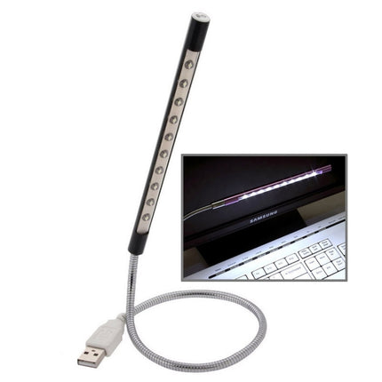 10-LED Portable Ultra Bright USB LED Light(Black)-garmade.com